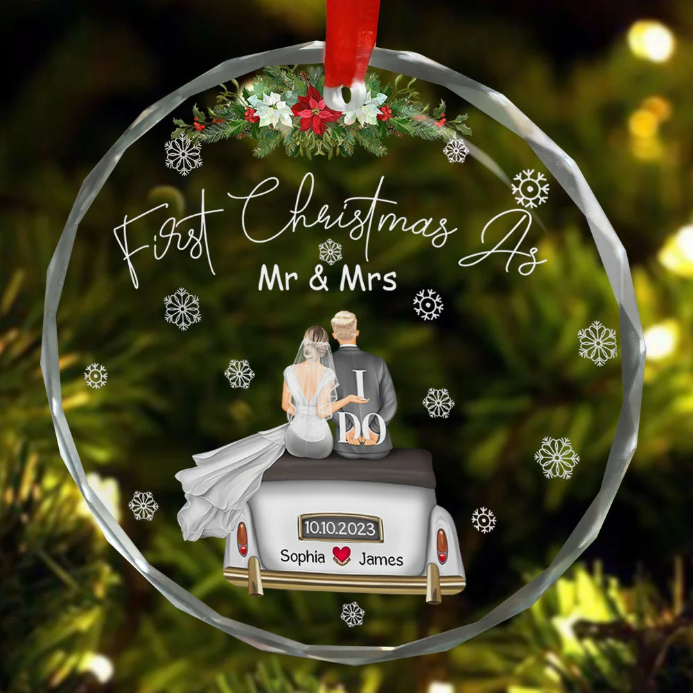 First Christmas As Mr & Mrs - Personalized Glass Ornament