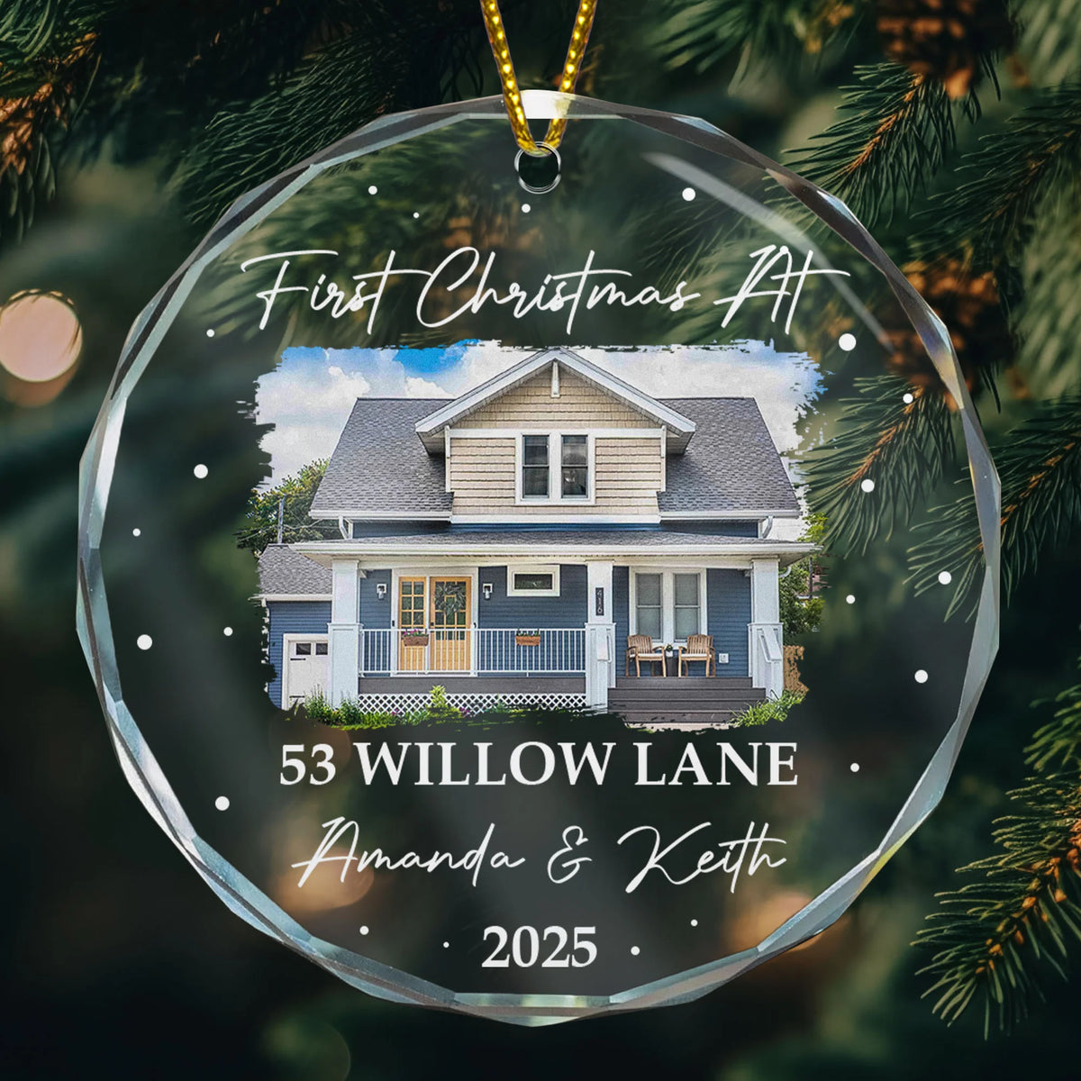 First Christmas At New Home - Personalized Glass Photo Ornament