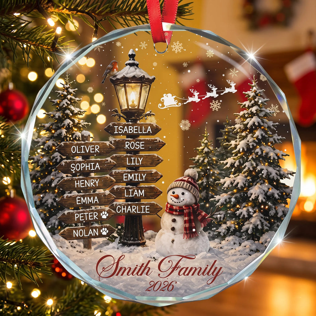 Custom Name Family Christmas Ornament 2026 Snowman - Personalized Ornament
