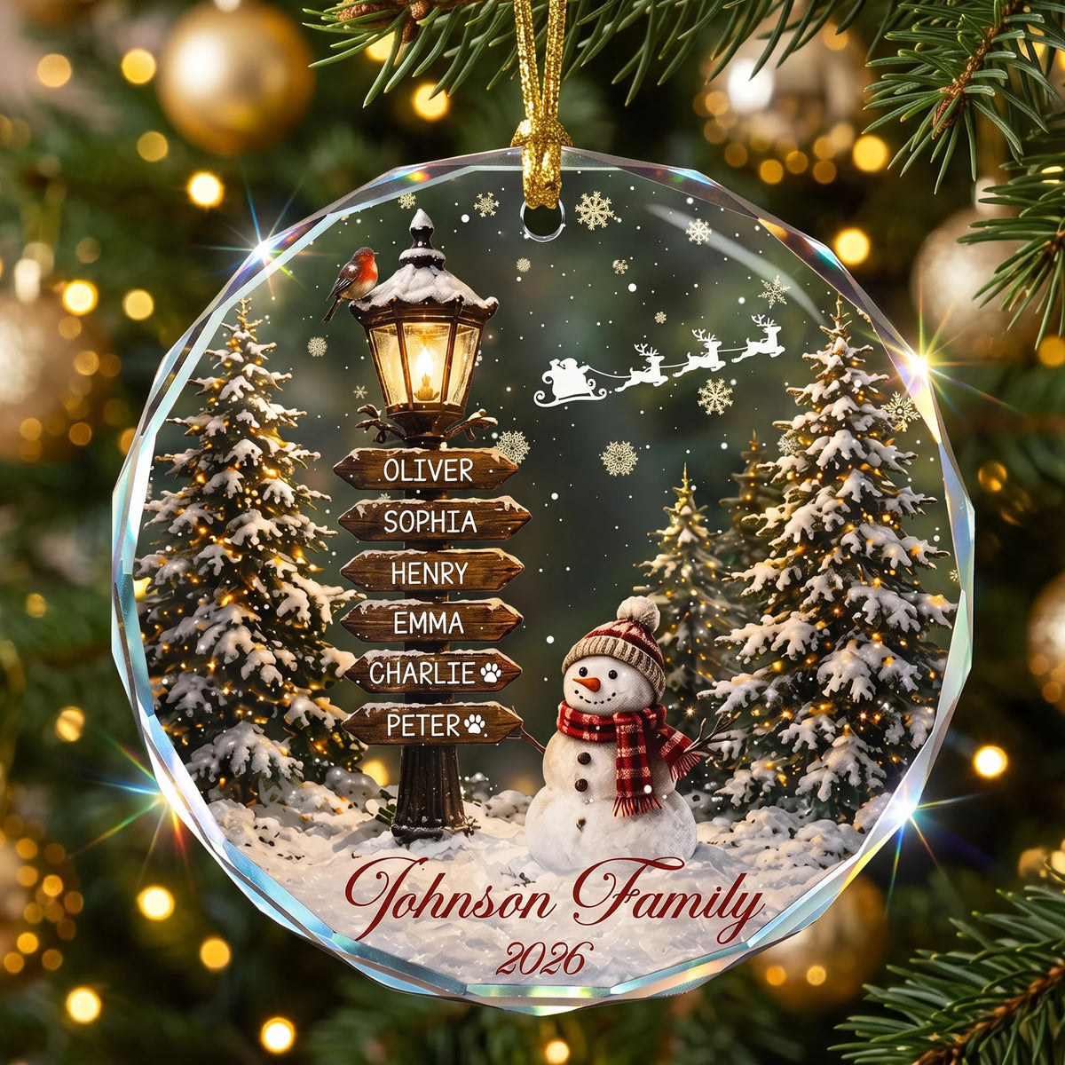 Custom Name Family Christmas Ornament 2026 Snowman - Personalized Ornament